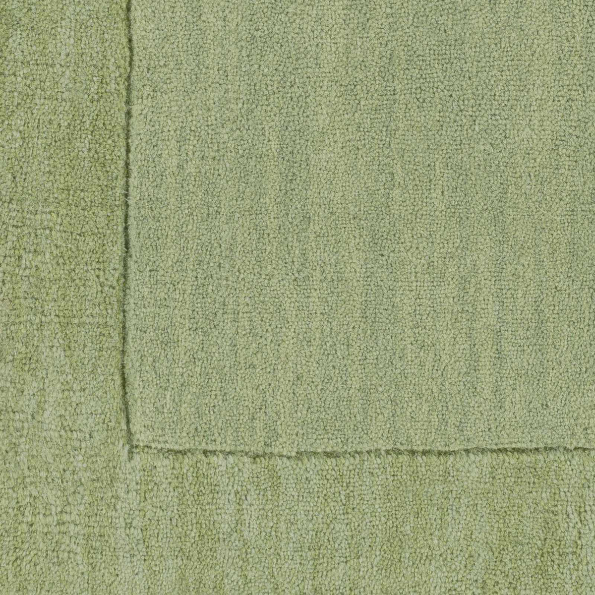 Bordered Solid Green Wool Rug, sample swatch