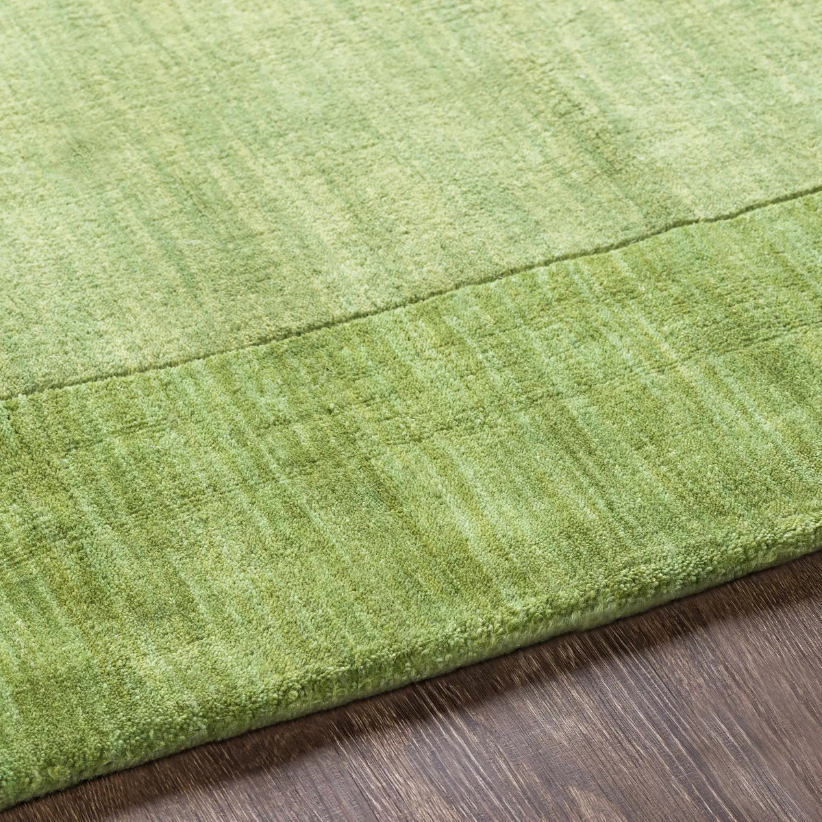 Bordered Solid Green Wool Rug, photo 6 of 16