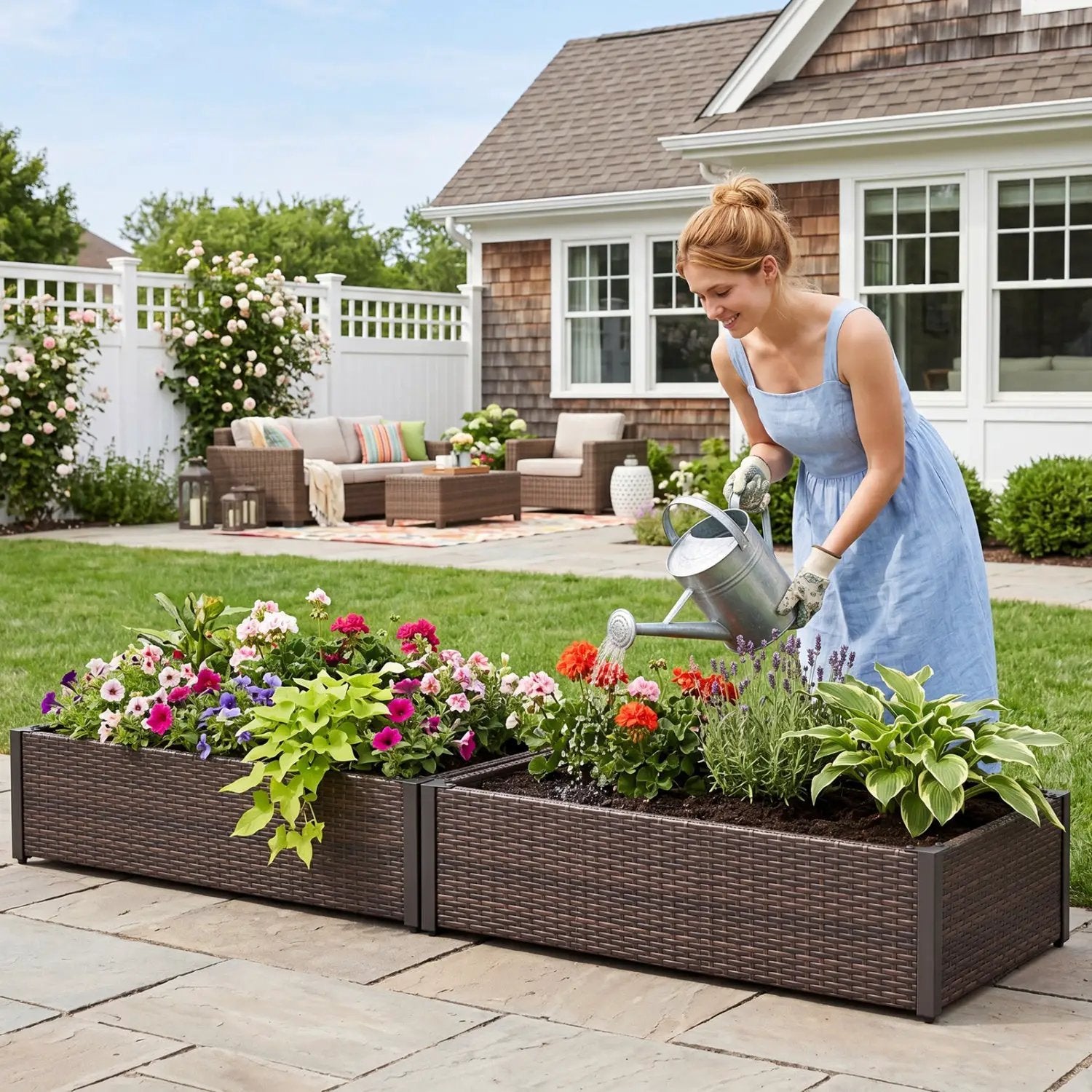 Elevated Raised Garden Bed with PE Rattan - 46" x 24" by DirectDeals
