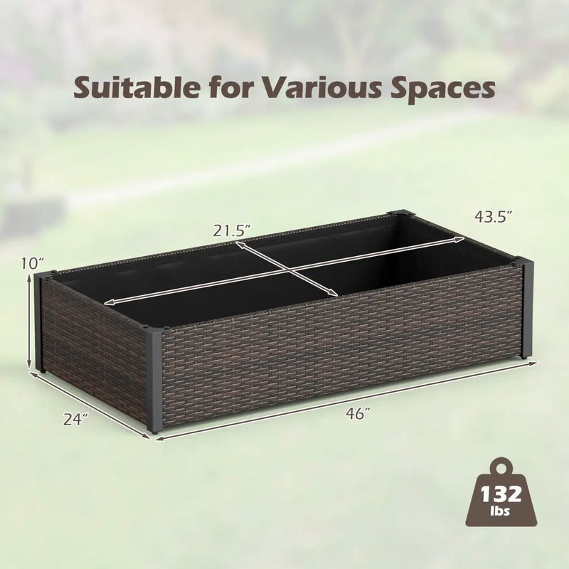 Elevated Raised Garden Bed with PE Rattan - 46" x 24" by DirectDeals