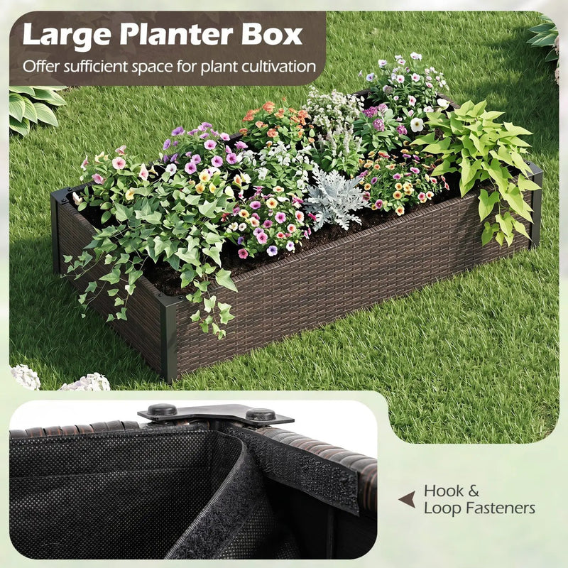 Elevated Raised Garden Bed with PE Rattan - 46" x 24" by DirectDeals