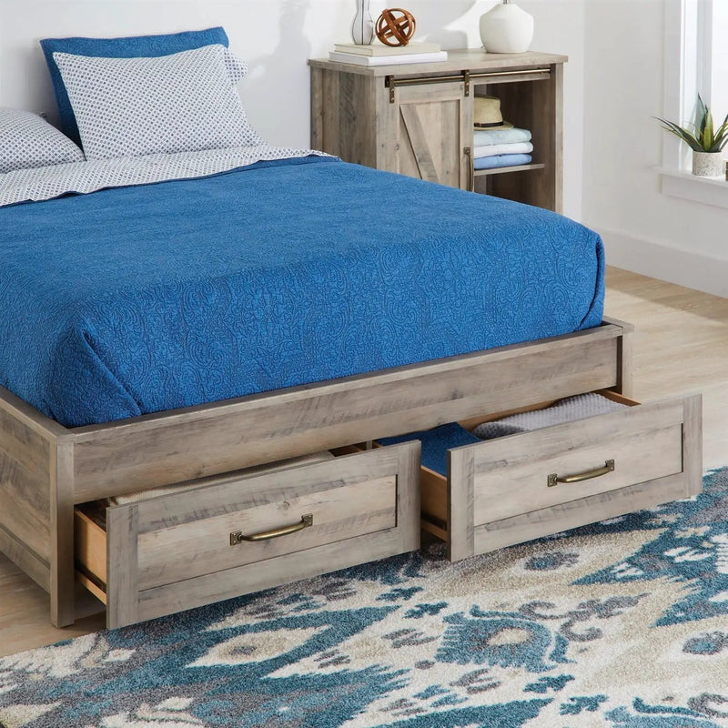 FarmHome Platform Bed Frame with Storage Drawers - Queen Size by HomePacific