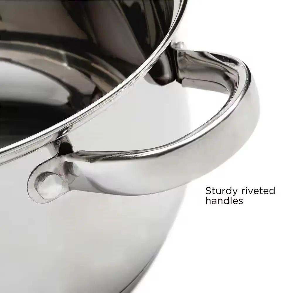 Round 5-Quart Stainless Steel Dutch Oven with Glass Lid by HomePacific