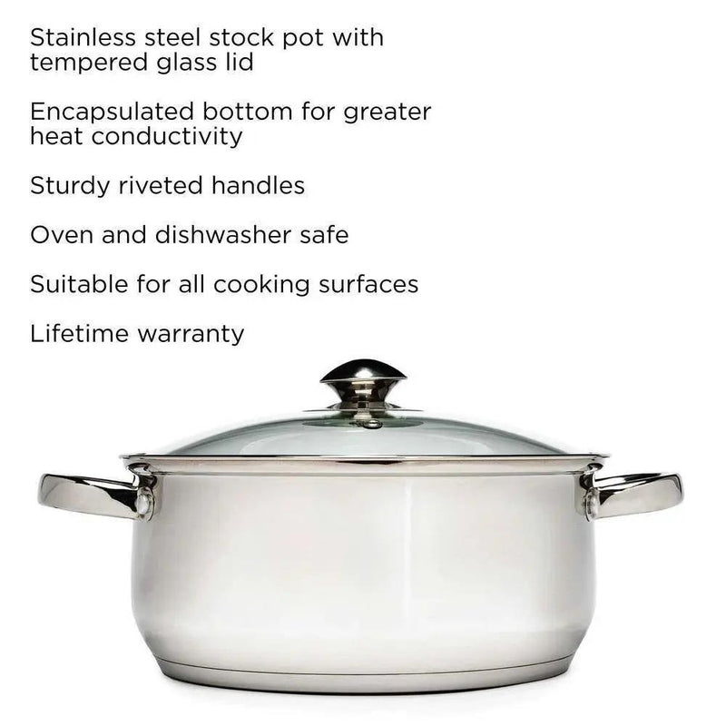 Round 5-Quart Stainless Steel Dutch Oven with Glass Lid by HomePacific