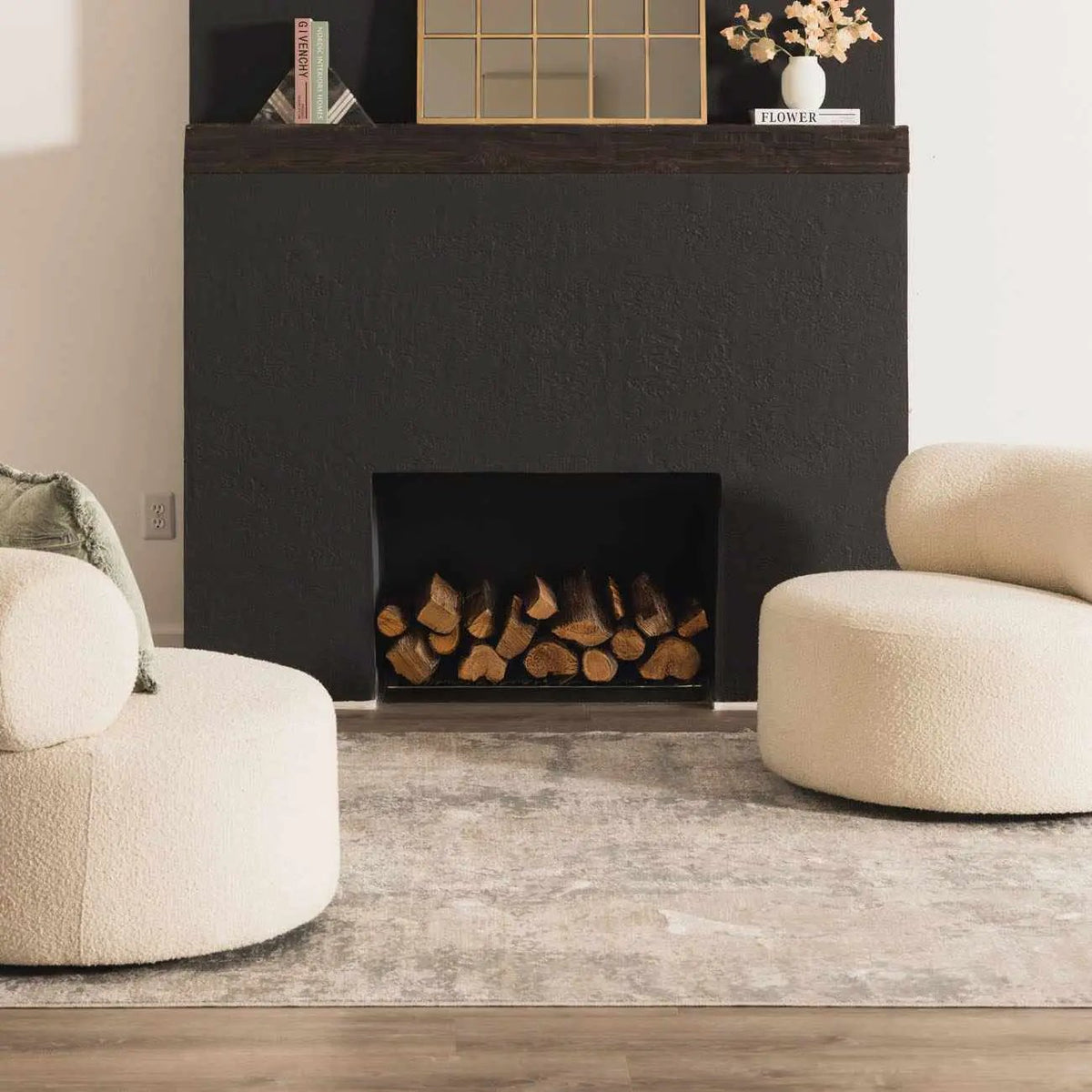 Pialba Thick Luxe Abstract Smokey Rug, installed in a room 2