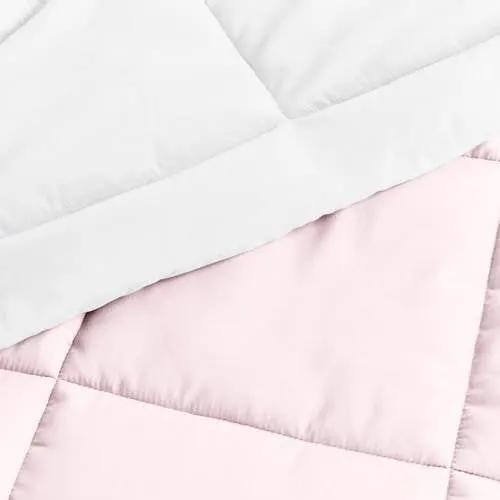 Full/Queen 3-Piece Microfiber Reversible Comforter Set in Blush Pink and White by HomePacific
