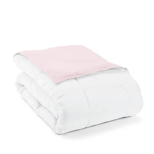 Full/Queen 3-Piece Microfiber Reversible Comforter Set in Blush Pink and White by HomePacific