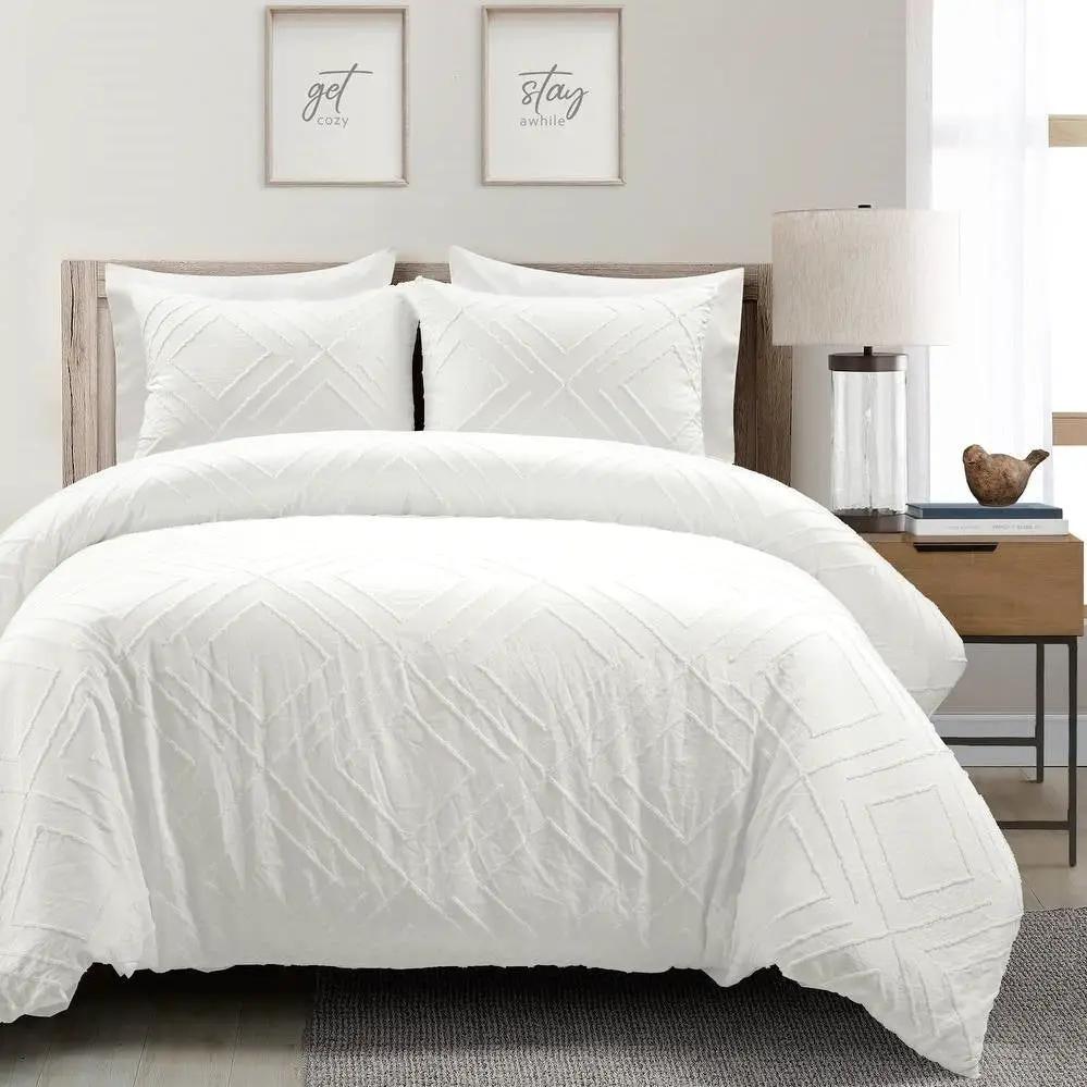 King Size Polyester Black White Striped Rose Floral 3 Piece Quilt Set by HomePacific