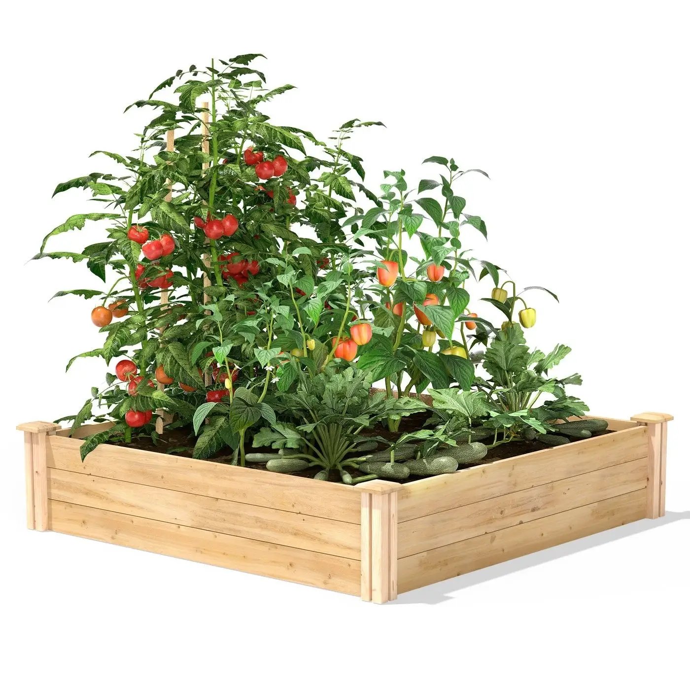 4ft x 4ft Outdoor Pine Wood Raised Garden Bed Planter Box - Made in USA by HomePacific