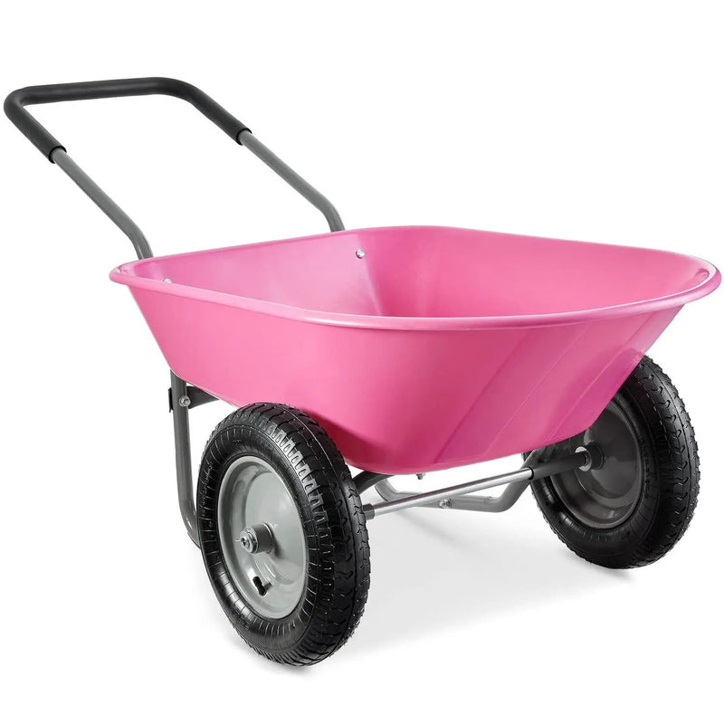 Heavy Duty 2-Wheel Multipurpose Rust Proof Wheelbarrow - Pink by HomePacific