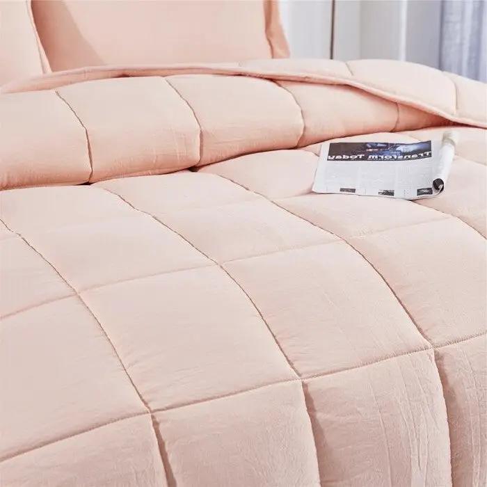 Queen Size Pink 3 Piece Microfiber Reversible Comforter Set by HomePacific