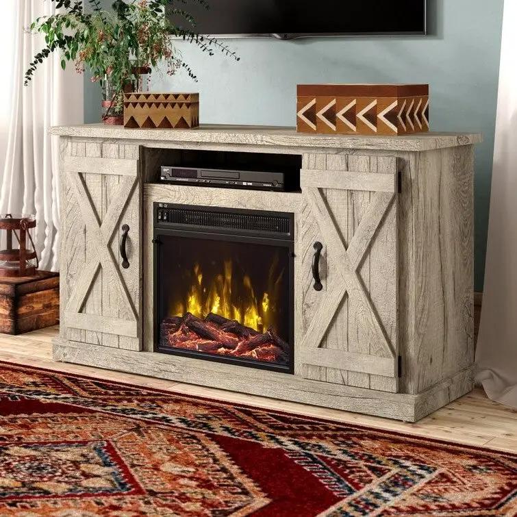 FarmHouse Rustic Pine TV Entertainment Electric Fireplace by HomePacific