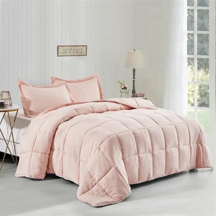 Twin Size Pink 3 Piece Microfiber Reversible Comforter Set by HomePacific