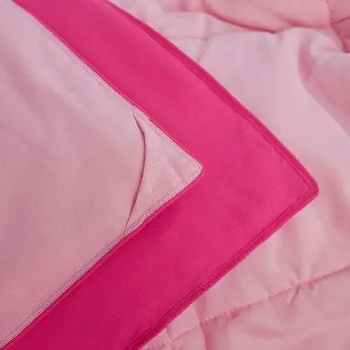 Twin/Twin XL Traditional Microfiber Reversible 3 Piece Comforter Set in Pink by HomePacific