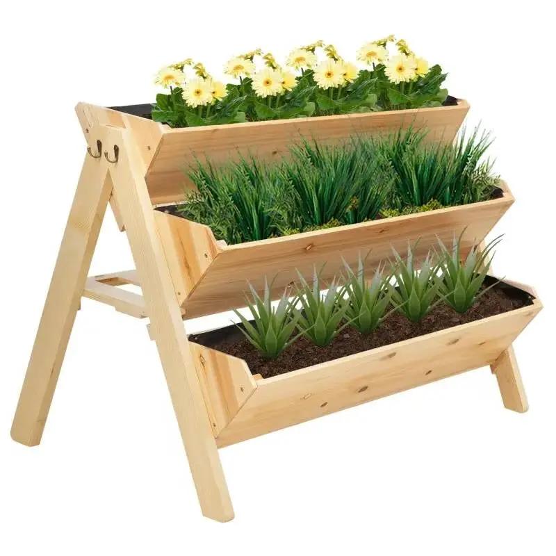 3-Tier A Frame Fir Wood 3 Elevated Planter Box Raised Garden Bed by HomePacific