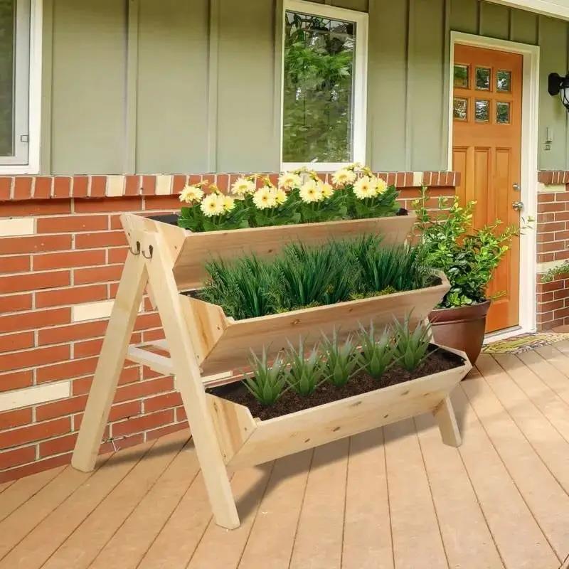 3-Tier A Frame Fir Wood 3 Elevated Planter Box Raised Garden Bed by HomePacific