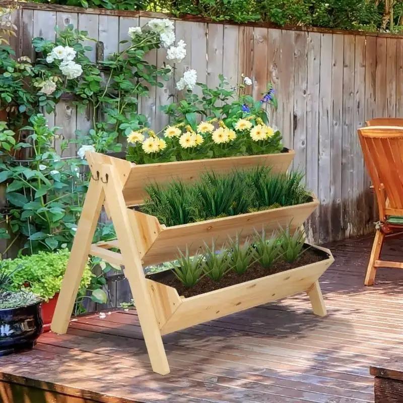3-Tier A Frame Fir Wood 3 Elevated Planter Box Raised Garden Bed by HomePacific