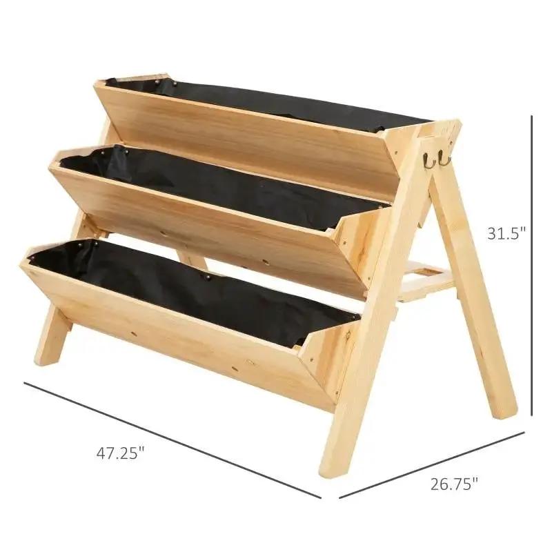 3-Tier A Frame Fir Wood 3 Elevated Planter Box Raised Garden Bed by HomePacific