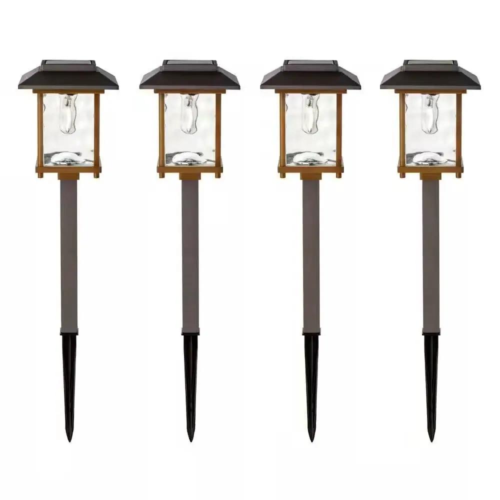 4 Pack - Bronze Gold Solar LED Light Set - Outdoor Path Yard Lighting