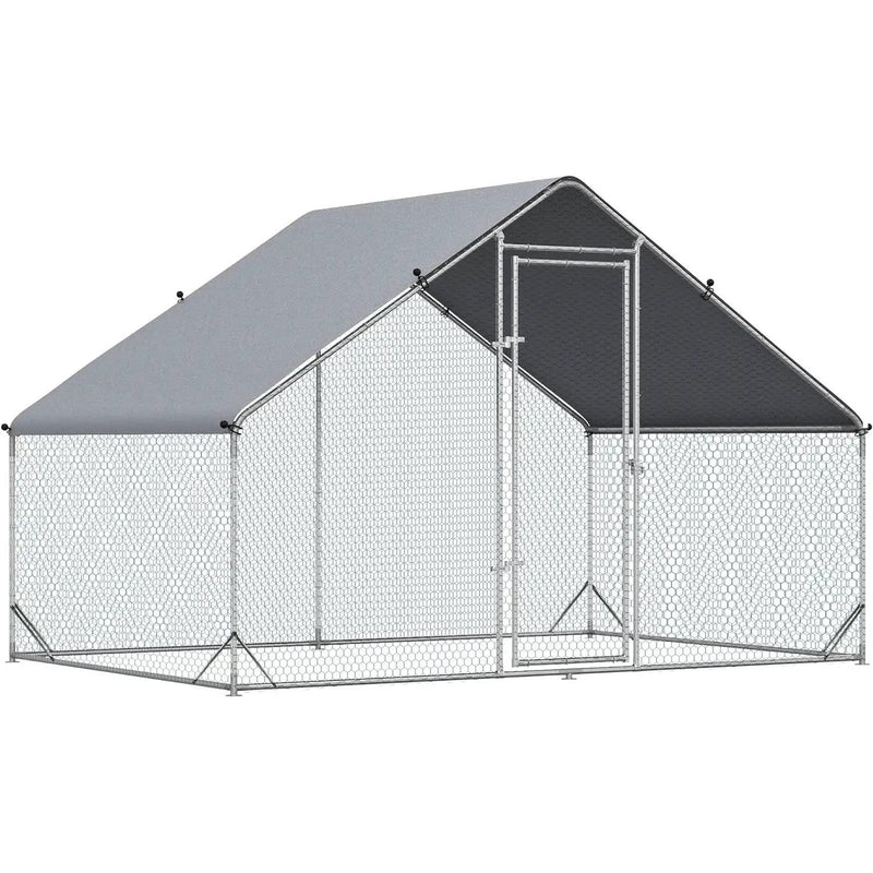 9.8 Ft x 6.6 Ft. Outdoor Yard Metal Walk-in Chicken Coop with Waterproof Cover by HomePacific