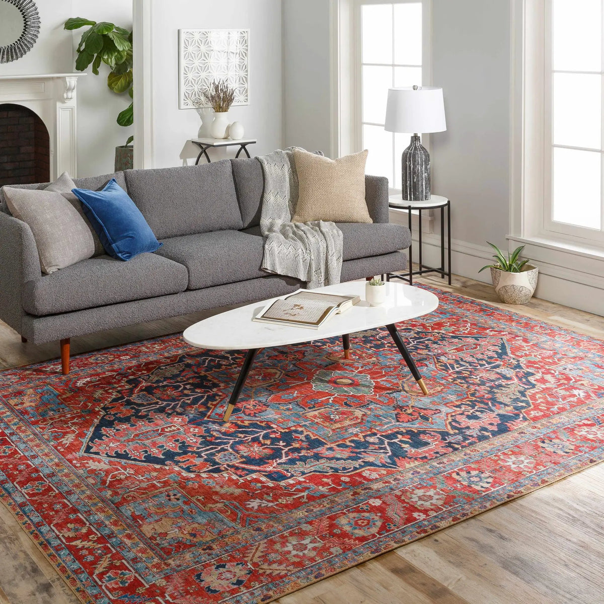 Pauline Red Medallion Performance Rug, installed in a room 4