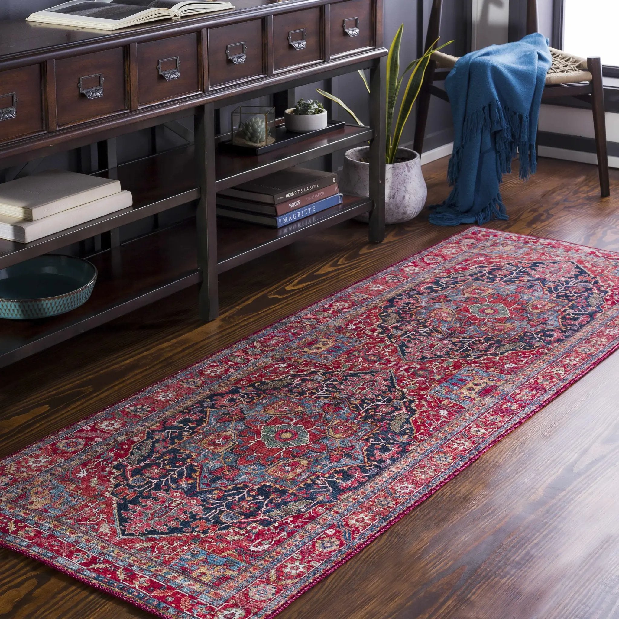 Pauline Red Medallion Performance Rug by Boutique Rugs