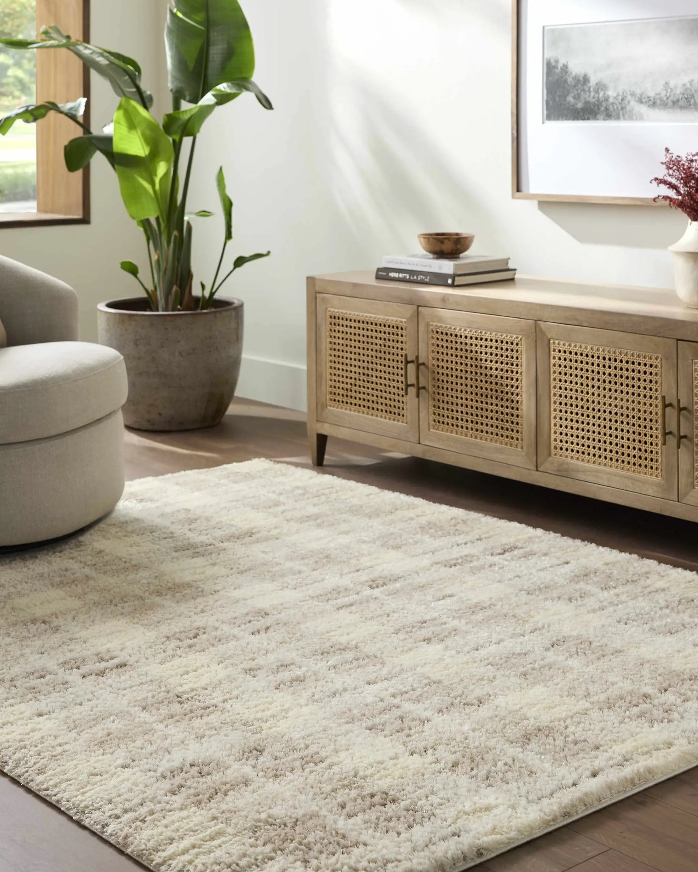 Anfisa Cream Luxe Shag Area Rug by Boutique Rugs