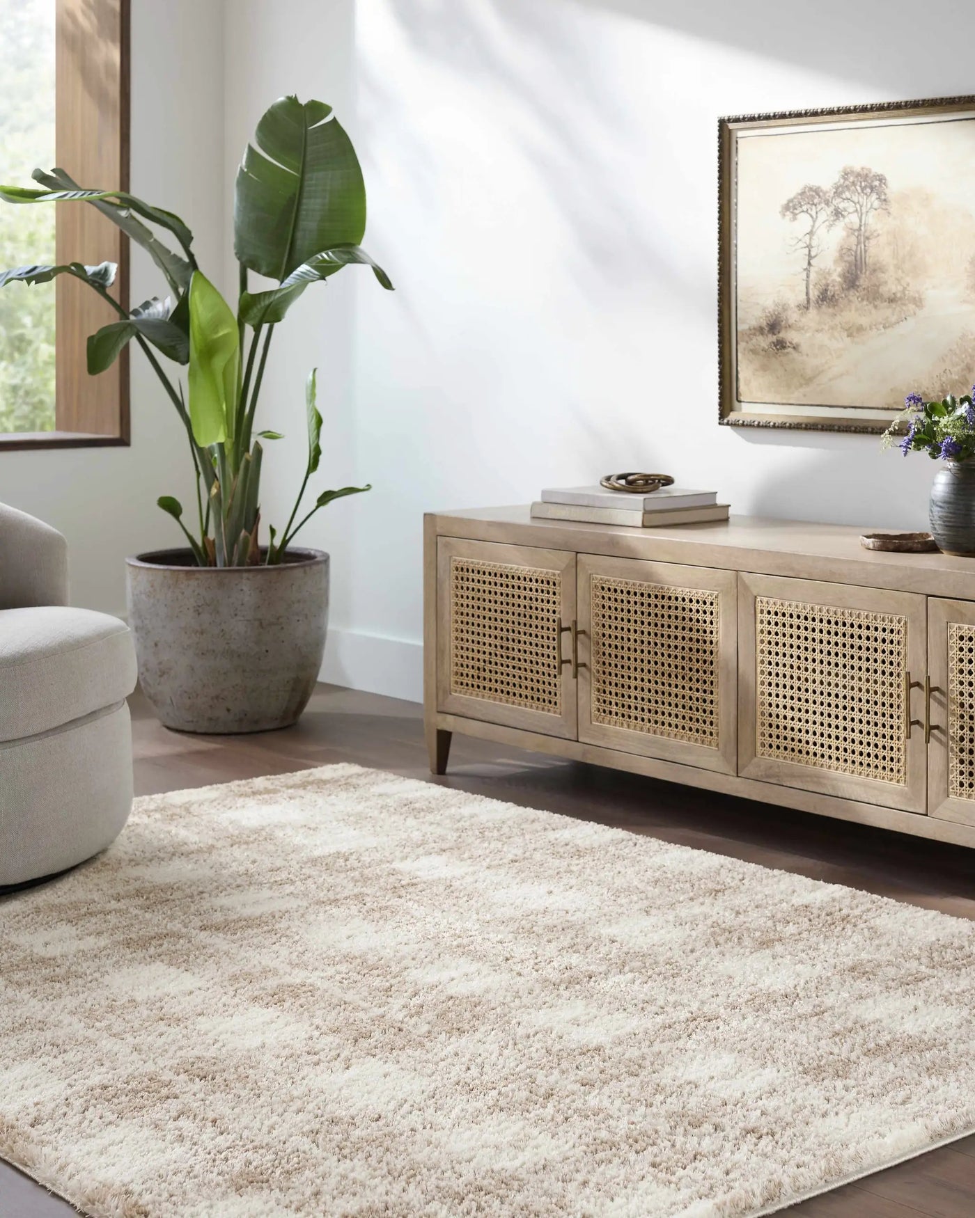 Anfisa Beige Luxe Shag Area Rug by Boutique Rugs