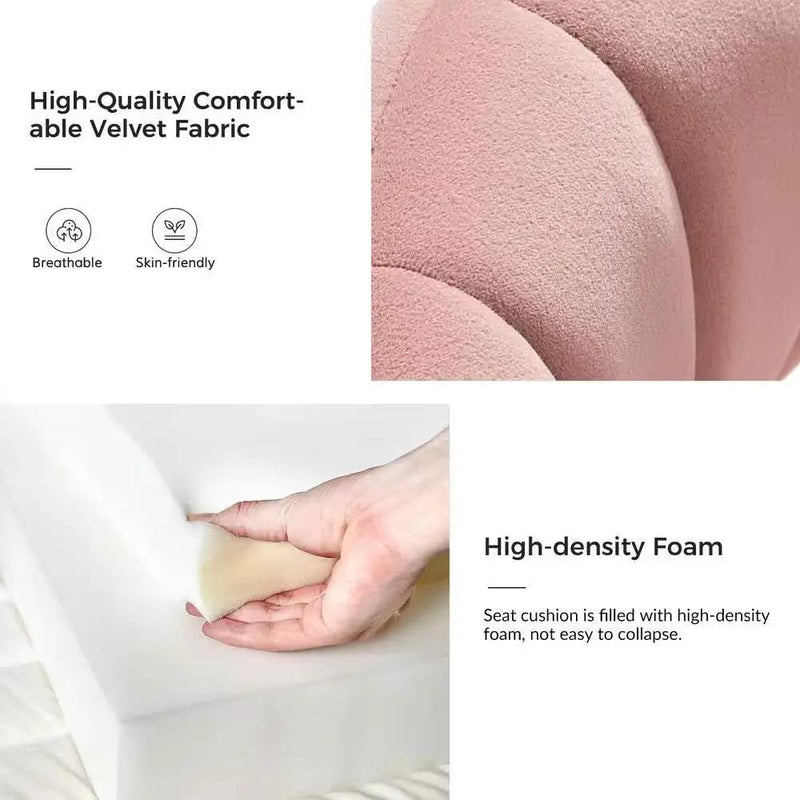 Pink Velvet Upholstered Wingback Accent Side Chair with Gold Metal Legs by HomePacific