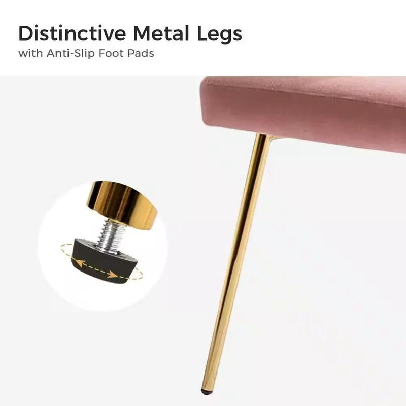 Pink Velvet Upholstered Wingback Accent Side Chair with Gold Metal Legs by HomePacific