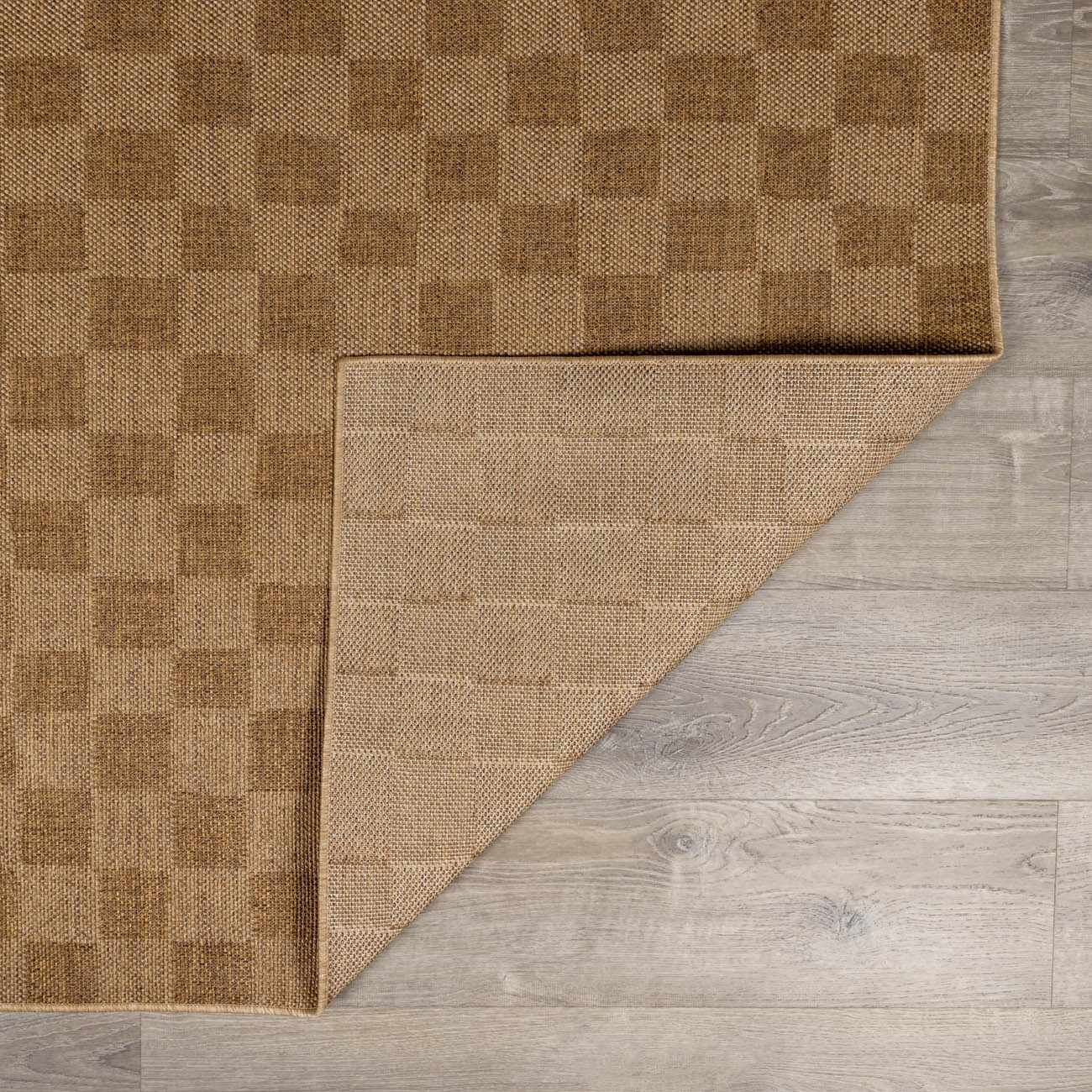 Kuval Checkered Brown Outdoor Rug by Boutique Rugs