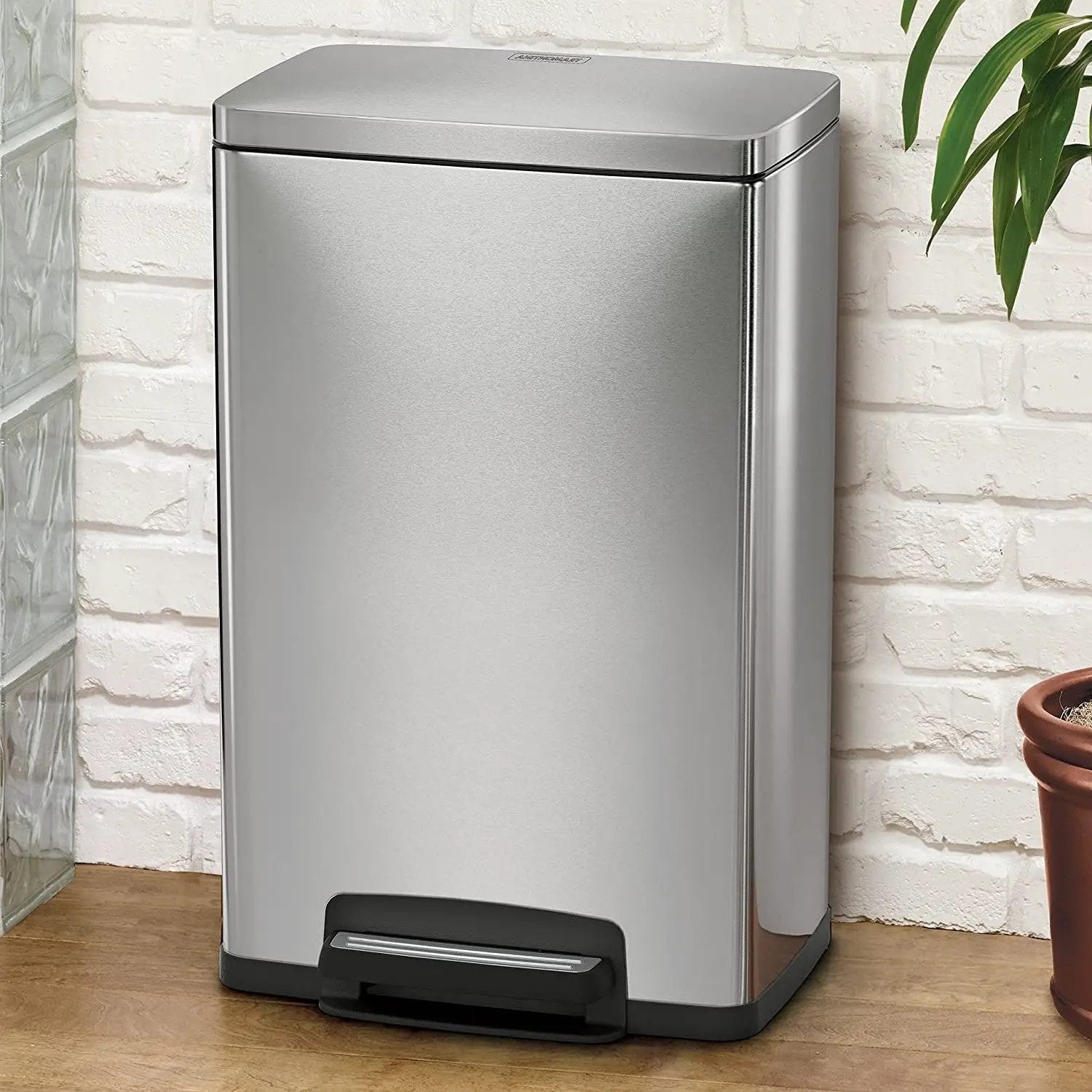 13-Gallon Kitchen Trash Can with Step Lid Stainless Steel by HomePacific