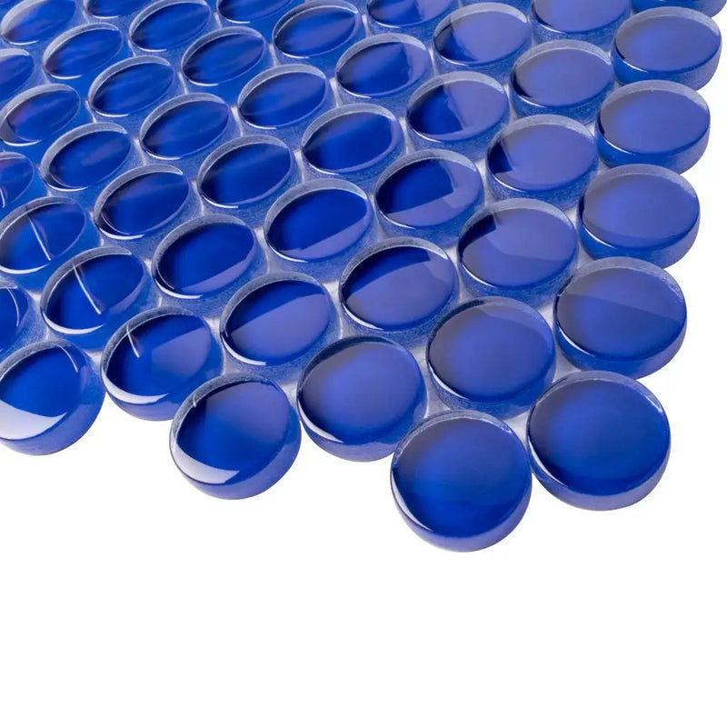 Cobalt Blue 12x12 Glossy Penny Round Glass Mosaic Tile (5 pack, 5 sq ft/case) by Apollo Tile
