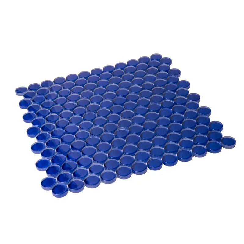 Cobalt Blue 12x12 Glossy Penny Round Glass Mosaic Tile (5 pack, 5 sq ft/case) by Apollo Tile