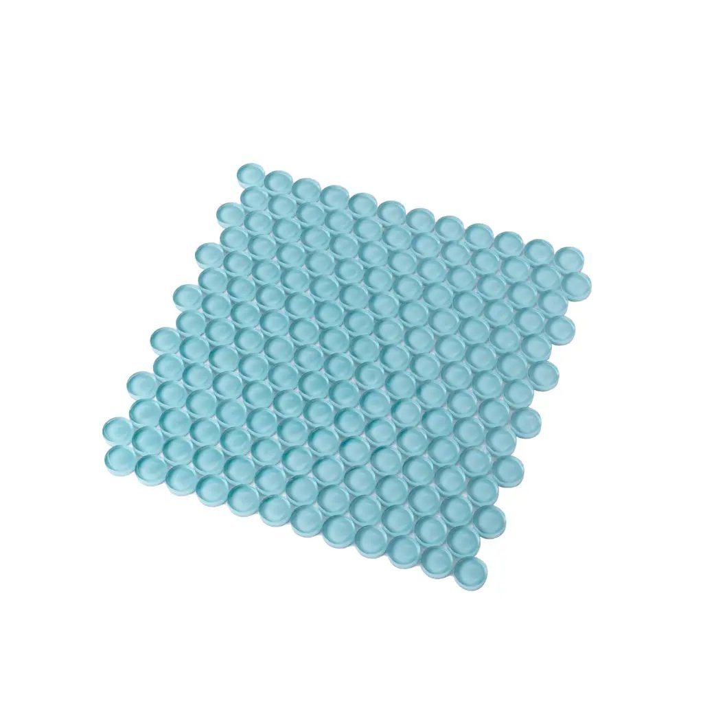 Sky Blue 12x12 Glossy Penny Round Glass Mosaic Tile (5 pack, 5 sq ft/case) by Apollo Tile