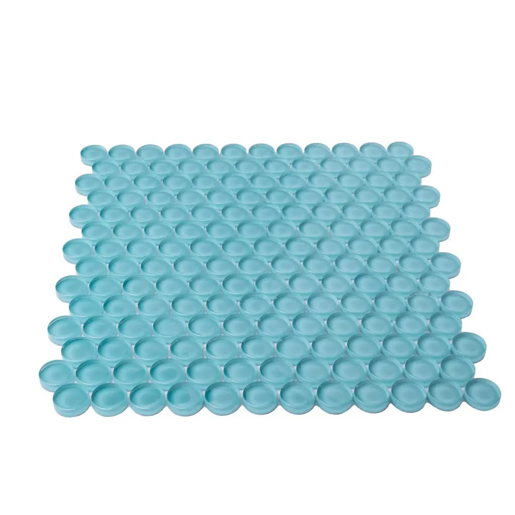 Sky Blue 12x12 Glossy Penny Round Glass Mosaic Tile (5 pack, 5 sq ft/case) by Apollo Tile