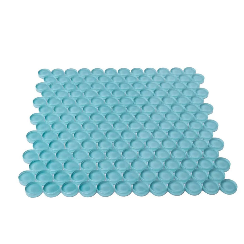 Sky Blue 12x12 Glossy Penny Round Glass Mosaic Tile (5 pack, 5 sq ft/case) by Apollo Tile