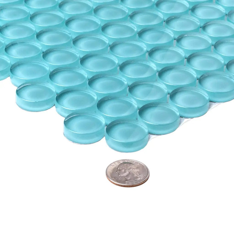 Sky Blue 12x12 Glossy Penny Round Glass Mosaic Tile (5 pack, 5 sq ft/case) by Apollo Tile