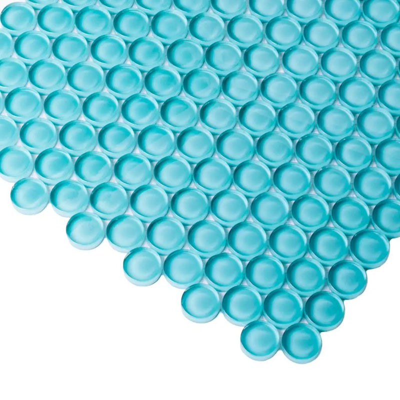 Sky Blue 12x12 Glossy Penny Round Glass Mosaic Tile (5 pack, 5 sq ft/case) by Apollo Tile