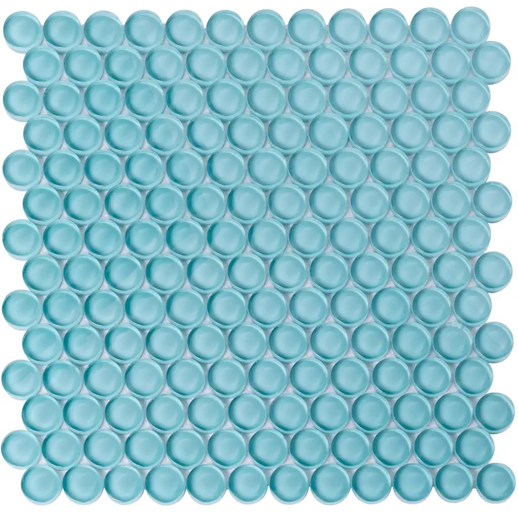 Sky Blue 12x12 Glossy Penny Round Glass Mosaic Tile (5 pack, 5 sq ft/case) by Apollo Tile
