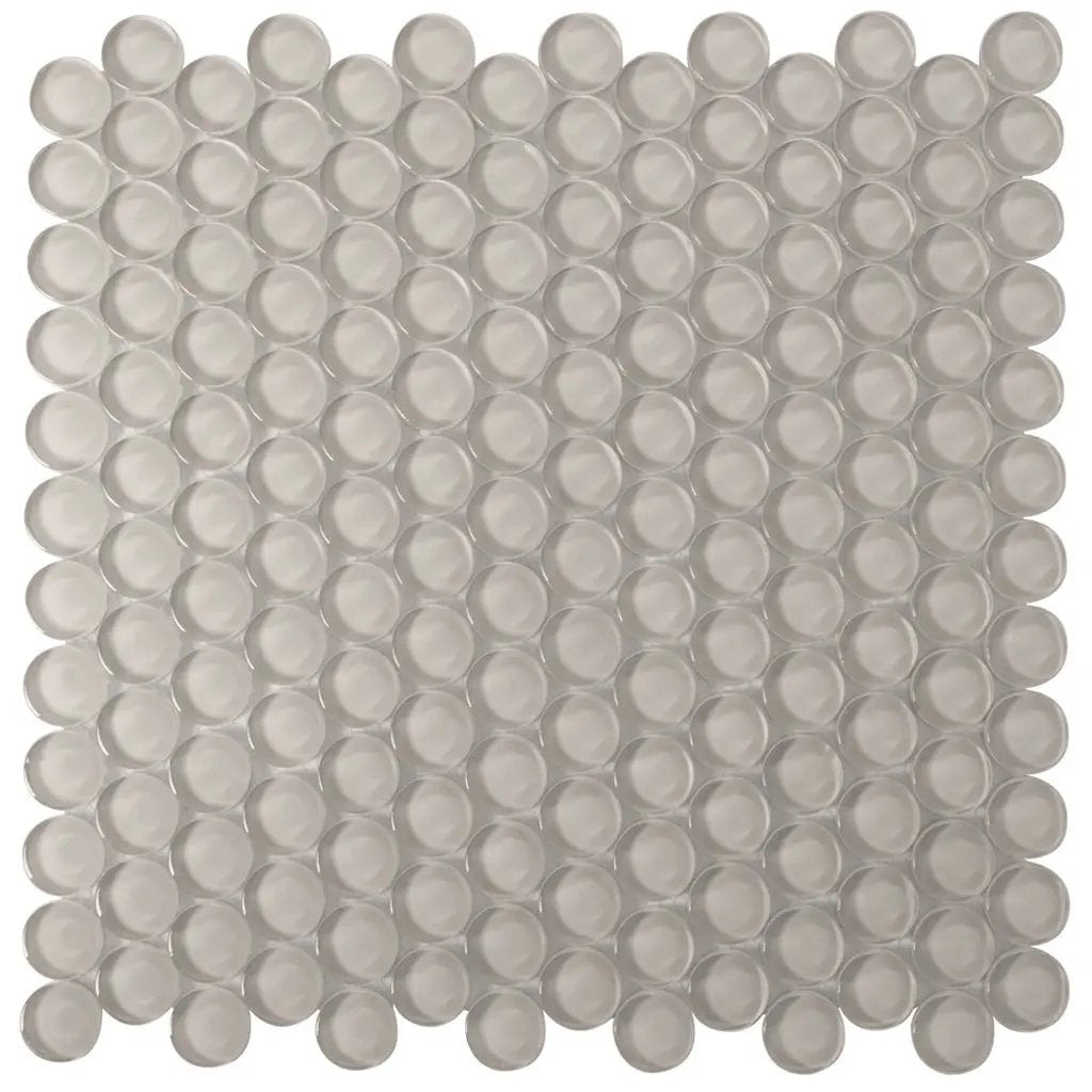 Beige 12x12 Glossy Penny Round Glass Mosaic Tile (5 pack, 5 sq ft/case) by Apollo Tile