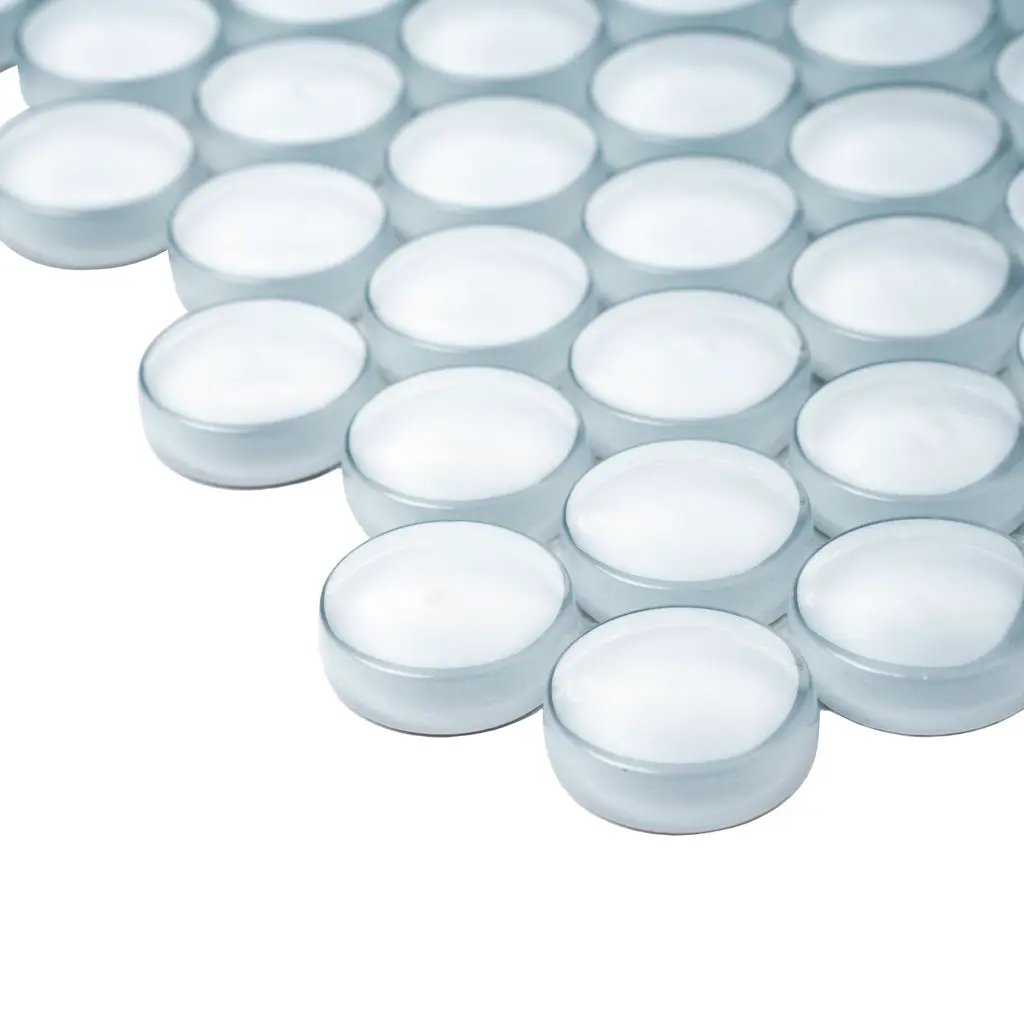 Gray 12x12 Glossy Penny Round Glass Mosaic Tile (5 pack, 5 sq ft/case) by Apollo Tile