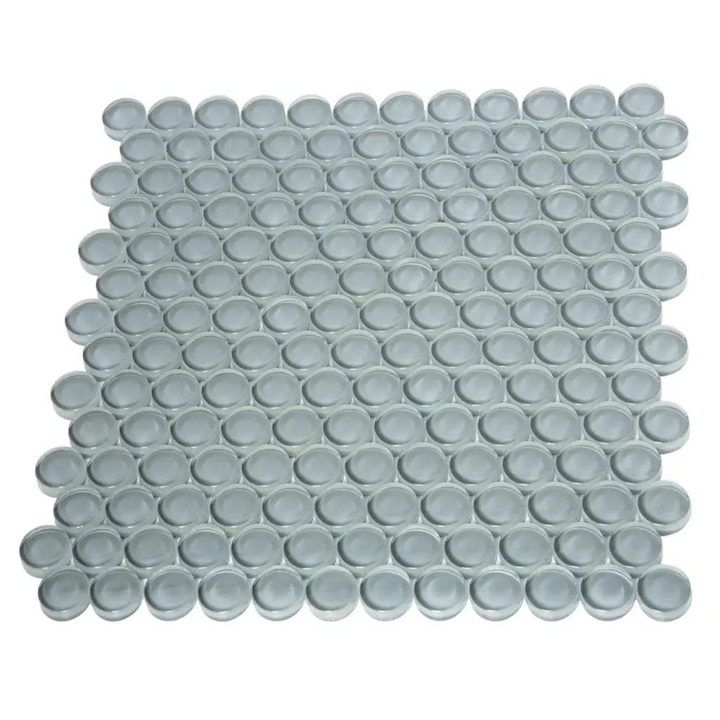 Stone Blue 12x12 Glossy Penny Round Glass Mosaic Tile (5 pack, 5 sq ft/case) by Apollo Tile