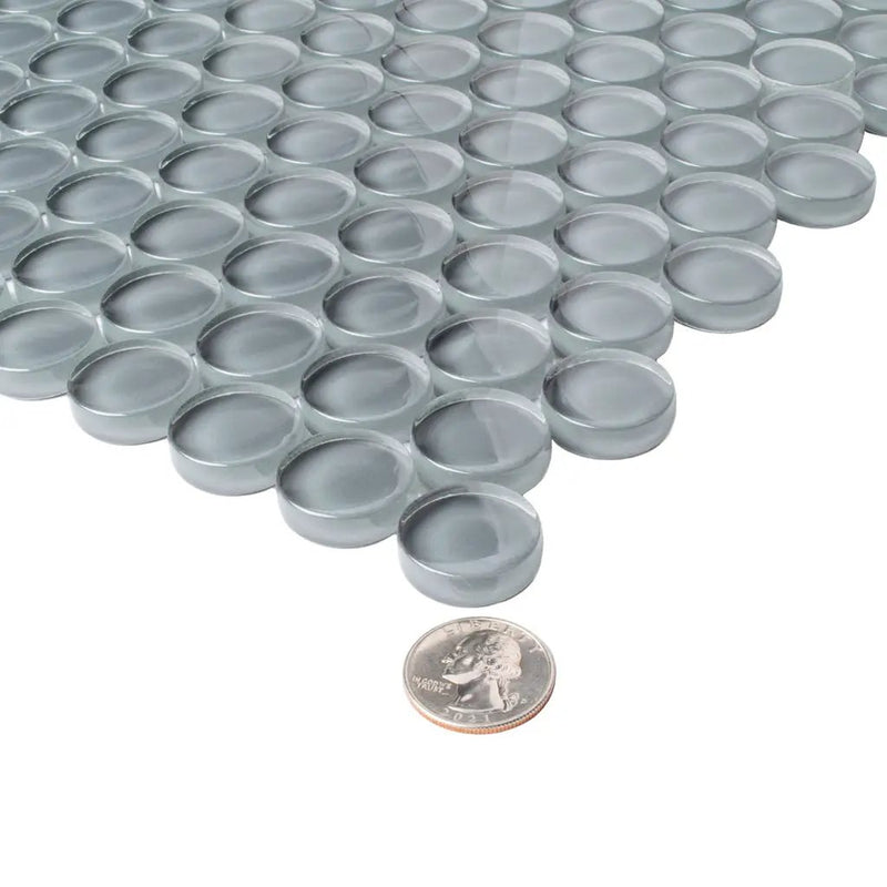 Coin Gray 12x12 Glossy Penny Round Glass Mosaic Tile (5 pack, 5 sq ft/case) by Apollo Tile