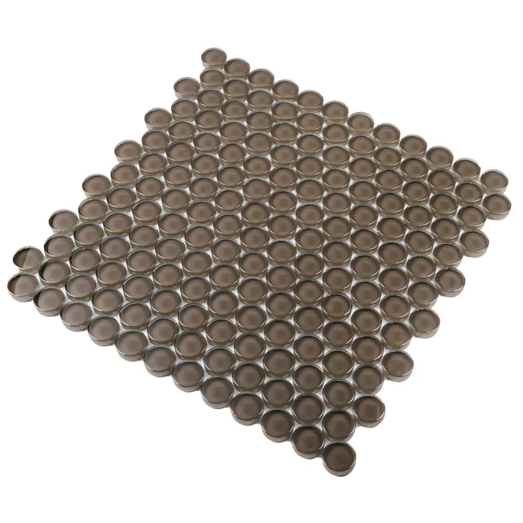 Ash Gray 12x12 Glossy Penny Round Glass Mosaic Tile (5 pack, 5 sq ft/case) by Apollo Tile
