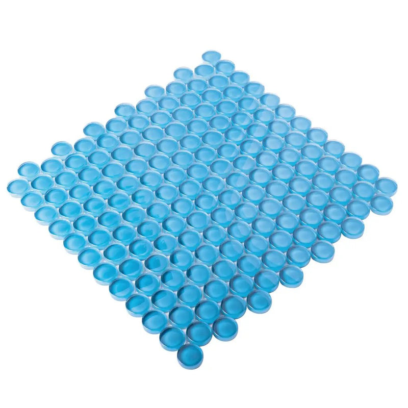 Cerulean Blue 12x12 Glossy Penny Round Glass Mosaic Tile (5 pack, 5 sq ft/case) by Apollo Tile