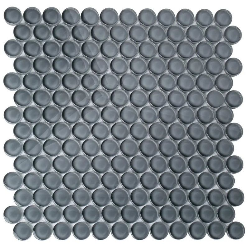 Coin Gray 12x12 Glossy Penny Round Glass Mosaic Tile (5 pack, 5 sq ft/case) by Apollo Tile
