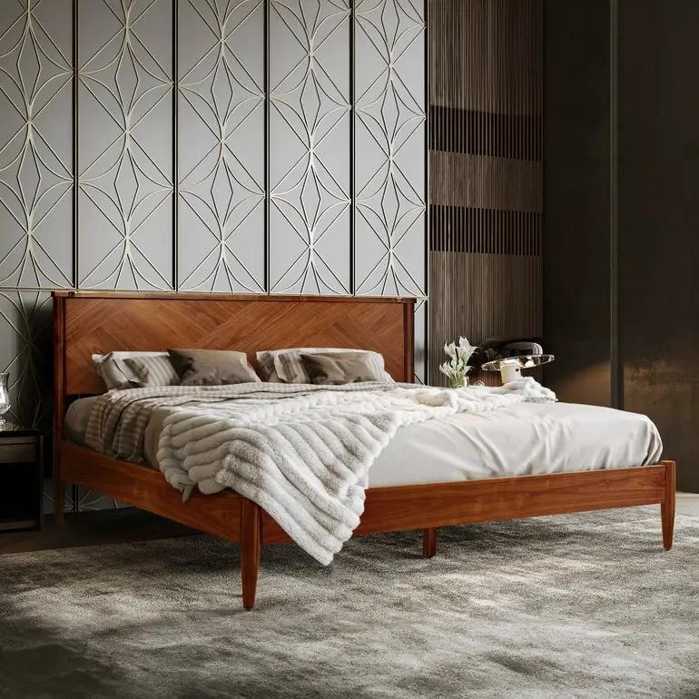 Panthera Solid Wood Bed Frame With Headboard by Megsu