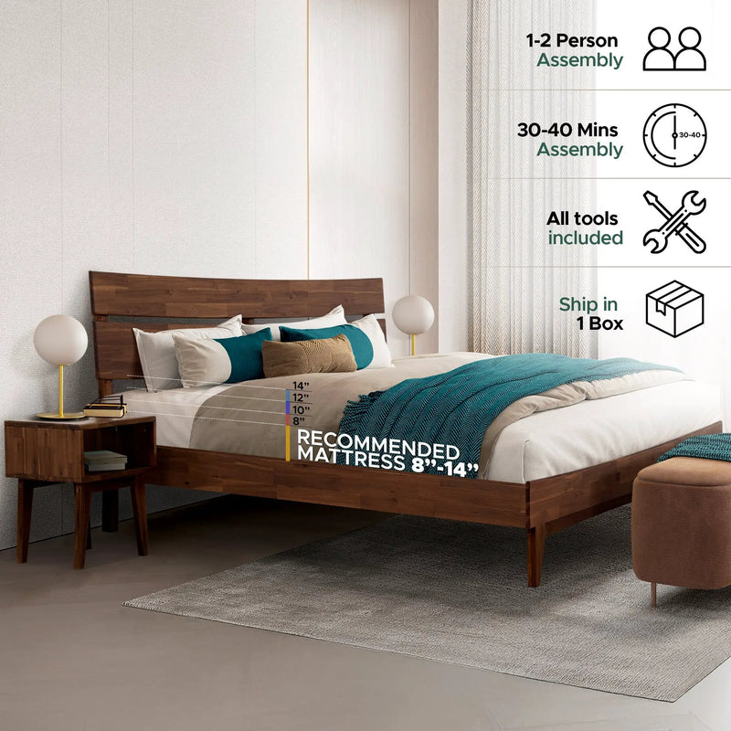 Aurora Solid Wood Bed Frame by Megsu