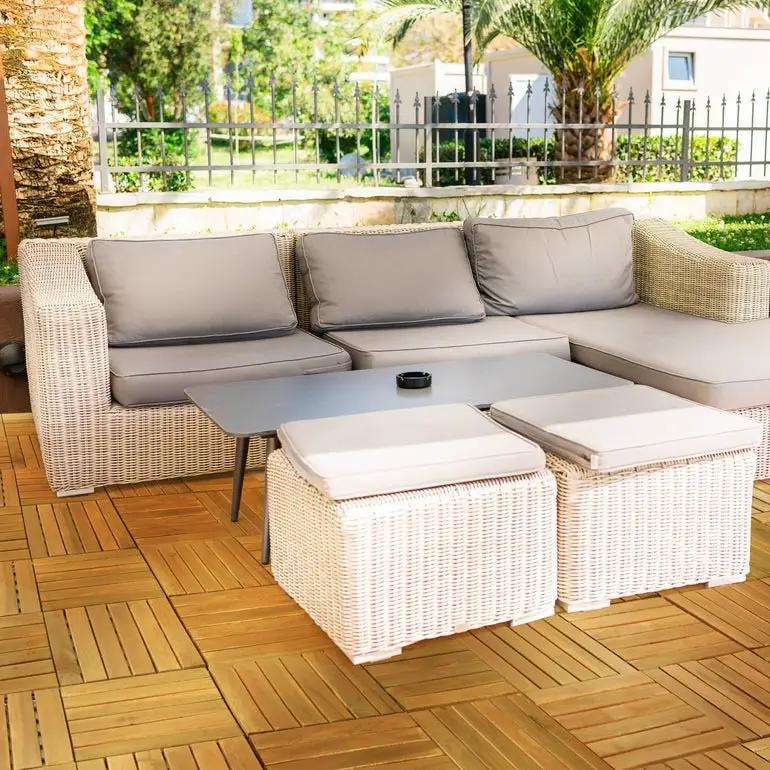 Solid Wood Deck Tiles 6 Slat Set 9 by Megsu